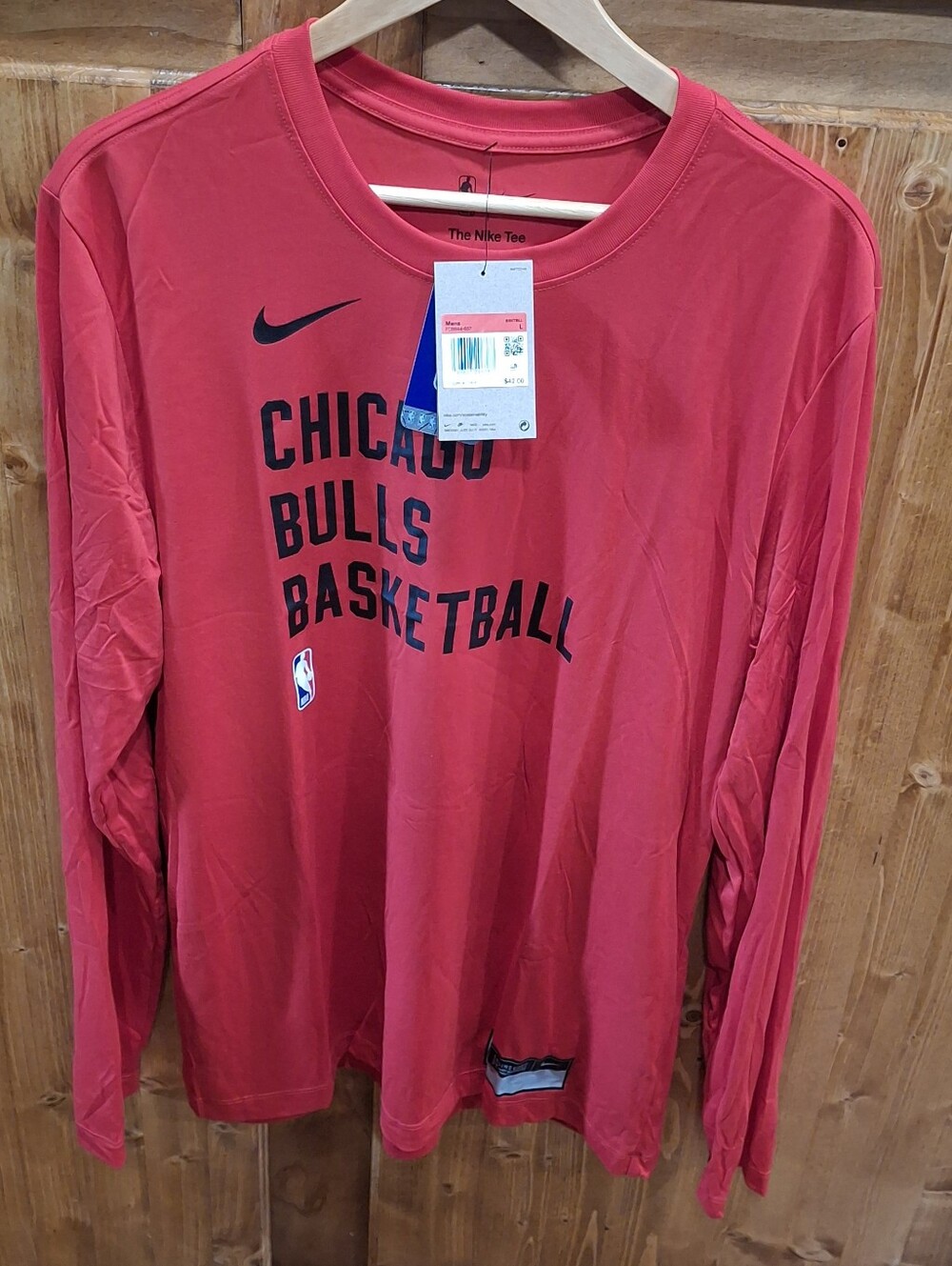 Nike Red Chicago Bulls On Court 2023 Long Sleeve Basketball Shirt Mens Large